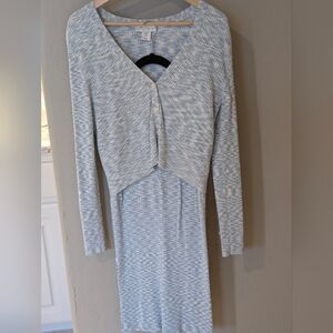 House of Harlow 1960 Light Blue Long Sleeve 3 Piece Skirt Set